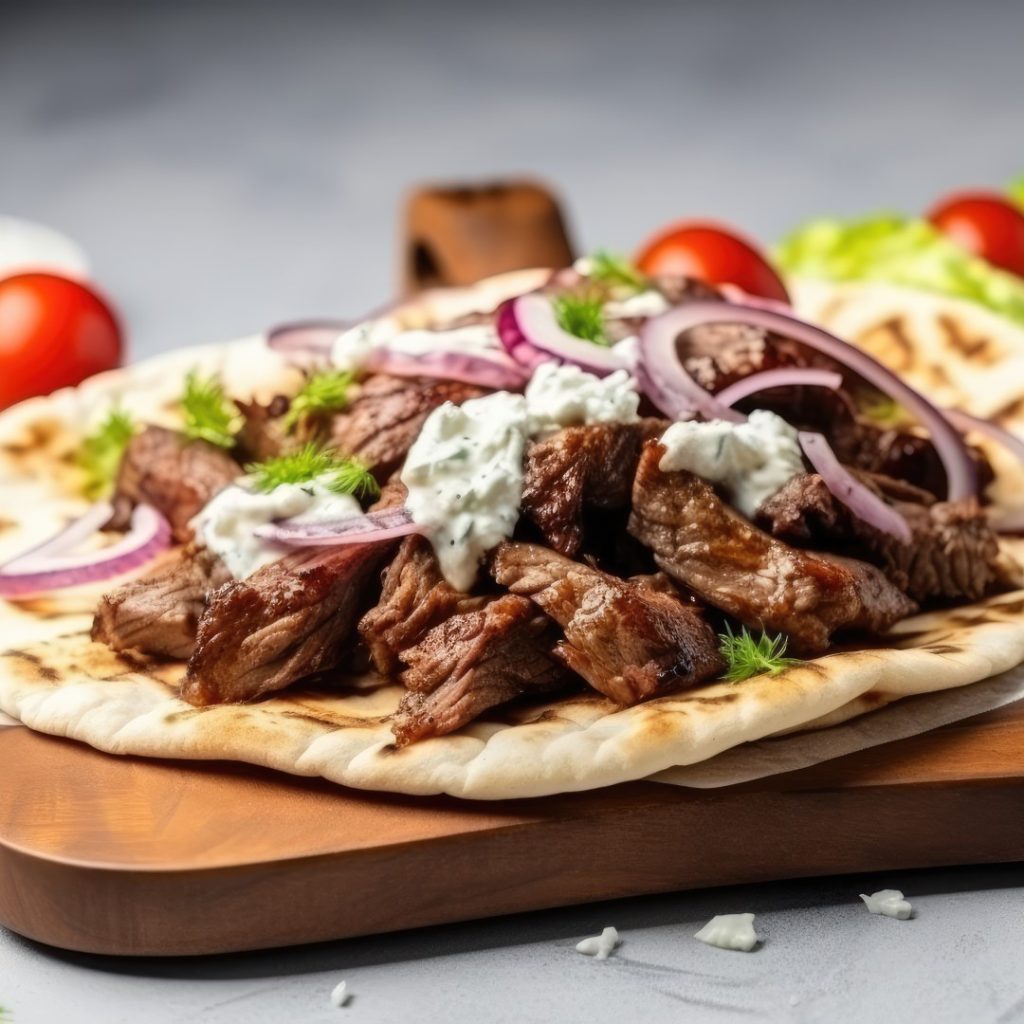greek beef gyro on white table
